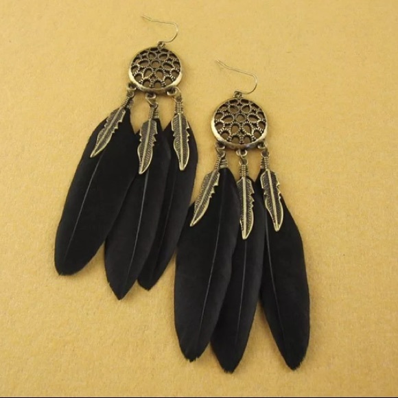 Dream Catcher Feather Earrings. - Picture 2 of 5